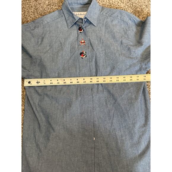 BellePointe Women’s Small Christmas Denim Shirt – Santa Embroidery - Picture 4 of 8